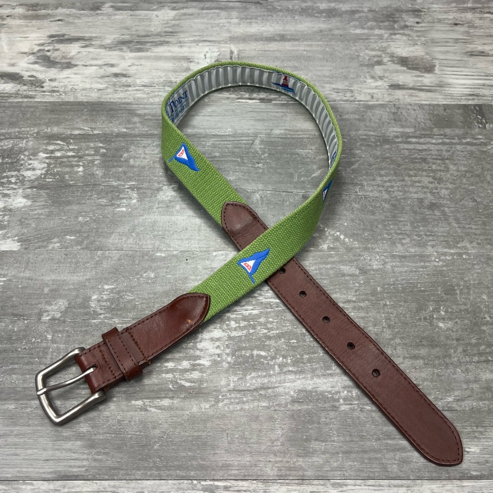 Reel Point Shelter Island Needlepoint Golf Belt 32